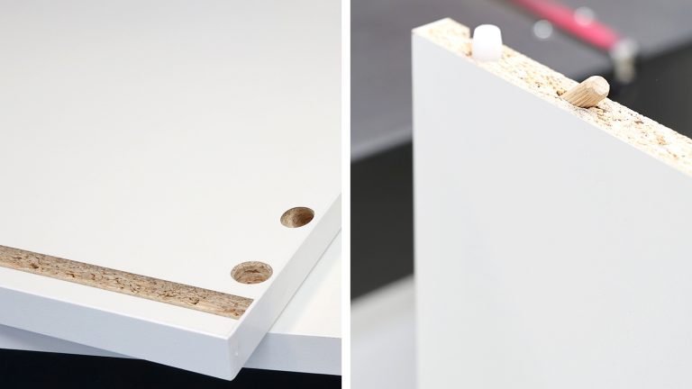 special configuration for inclined processing - horizontal dowelling in the front side, vertical drilling in the edge area