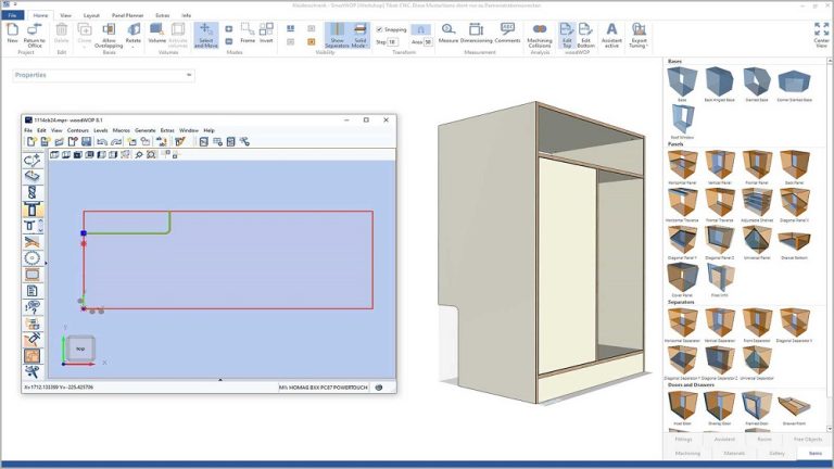 בלחיצה אחת תוכלו לפתוח כל רכיב ברהיט ישירות בתוך woodWOP